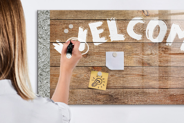 Tableau effaçable magnétique Panneau de bienvenue avec espace pour photos