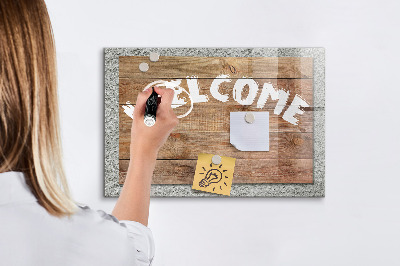 Tableau effaçable magnétique Panneau de bienvenue avec espace pour photos