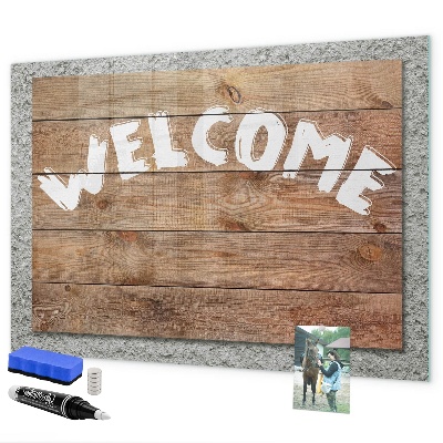 Tableau effaçable magnétique Panneau de bienvenue avec espace pour photos