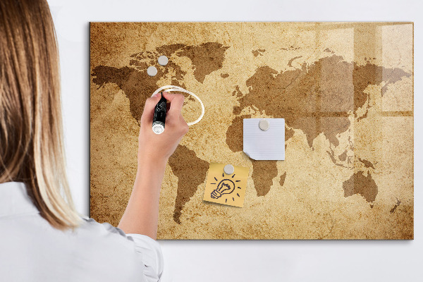 Tableau effaçable magnétique Carte du monde comme source d'inspiration