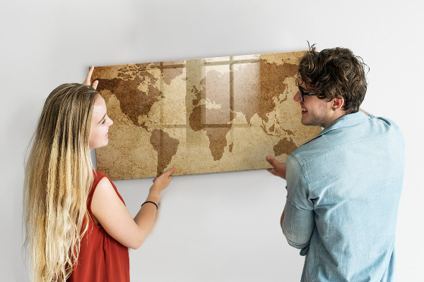 Tableau effaçable magnétique Carte du monde comme source d'inspiration