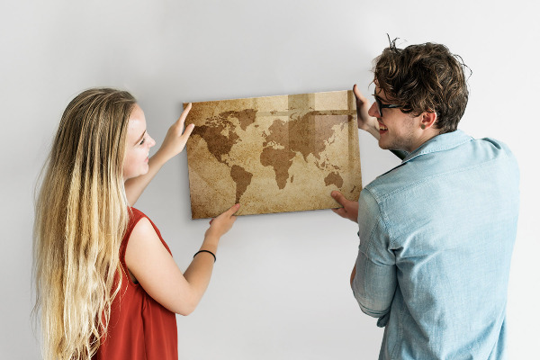 Tableau effaçable magnétique Carte du monde comme source d'inspiration