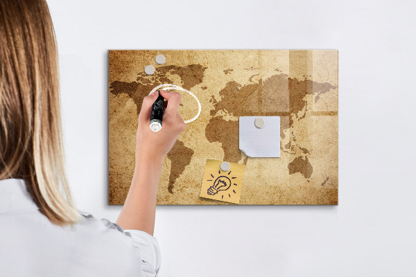 Tableau effaçable magnétique Carte du monde comme source d'inspiration