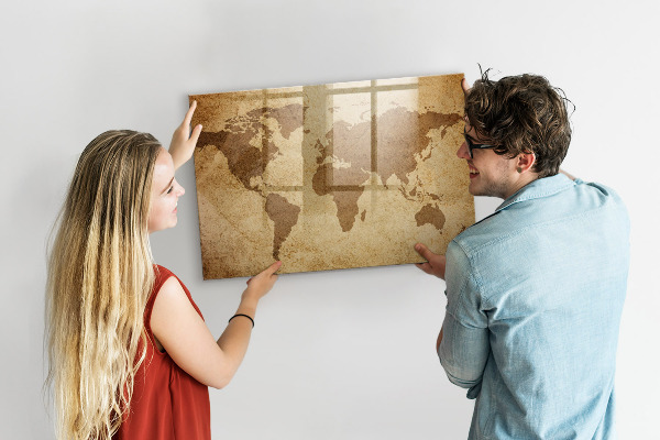 Tableau effaçable magnétique Carte du monde comme source d'inspiration
