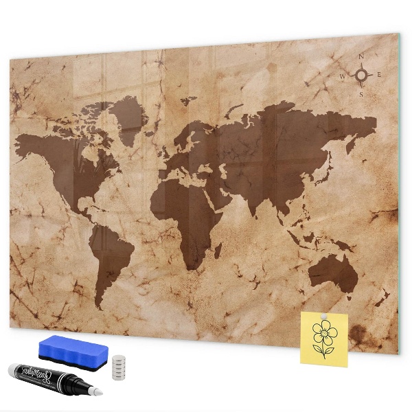 Tableau magnétique effaçable Une carte du monde pour noter des souvenirs