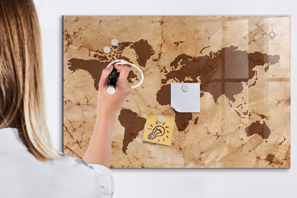 Tableau magnétique effaçable Une carte du monde pour noter des souvenirs