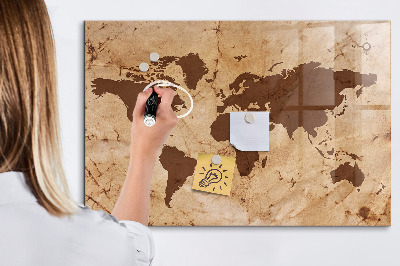 Tableau magnétique effaçable Une carte du monde pour noter des souvenirs