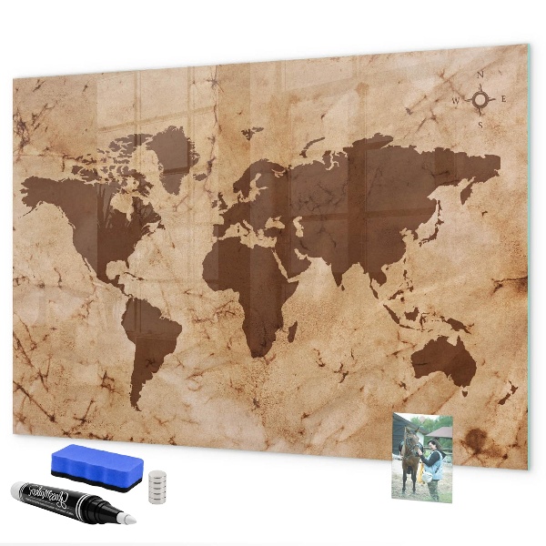 Tableau magnétique effaçable Une carte du monde pour noter des souvenirs