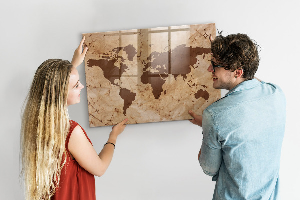 Tableau magnétique effaçable Une carte du monde pour noter des souvenirs