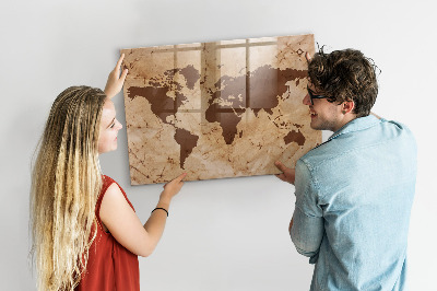 Tableau magnétique effaçable Une carte du monde pour noter des souvenirs