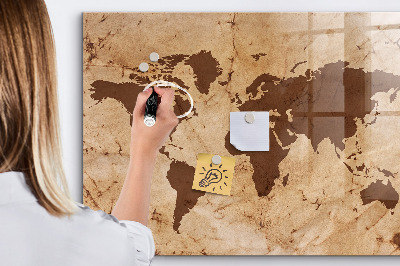 Tableau magnétique effaçable Une carte du monde pour noter des souvenirs