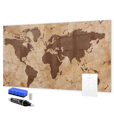 Tableau magnétique effaçable Une carte du monde pour noter des souvenirs