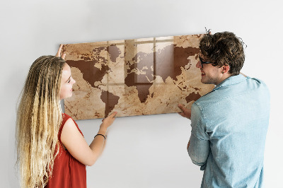 Tableau magnétique effaçable Une carte du monde pour noter des souvenirs