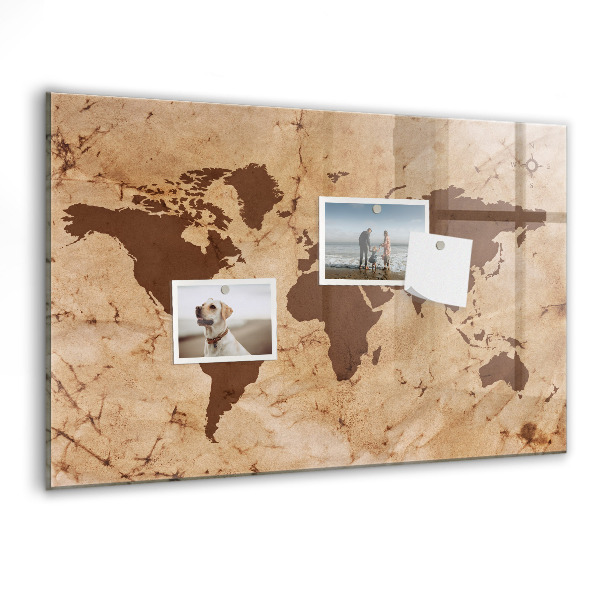 Tableau magnétique effaçable Une carte du monde pour noter des souvenirs