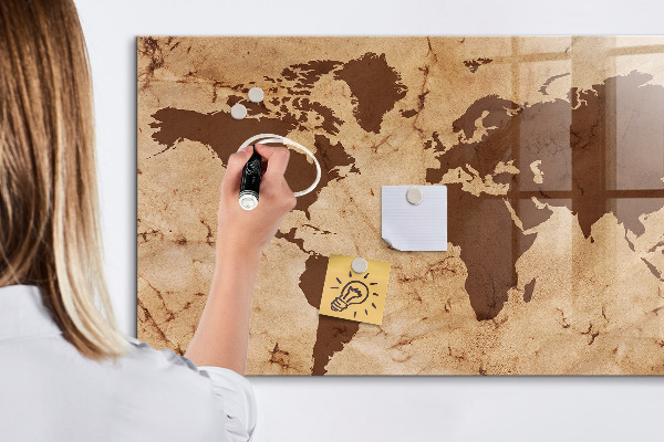 Tableau magnétique effaçable Une carte du monde pour noter des souvenirs