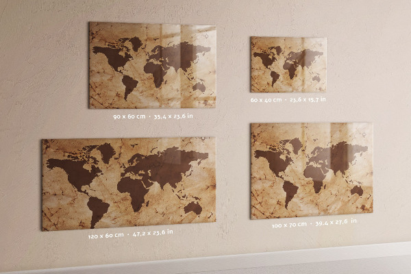 Tableau magnétique effaçable Une carte du monde pour noter des souvenirs