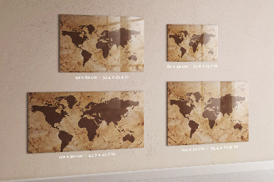 Tableau magnétique effaçable Une carte du monde pour noter des souvenirs