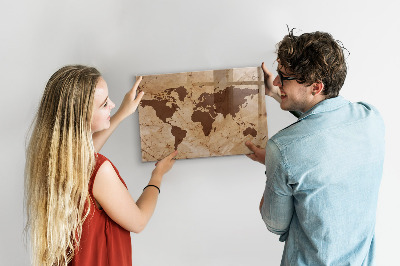 Tableau magnétique effaçable Une carte du monde pour noter des souvenirs