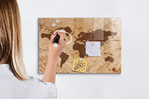 Tableau magnétique effaçable Une carte du monde pour noter des souvenirs