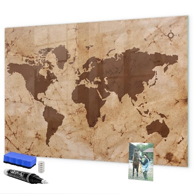 Tableau magnétique effaçable Une carte du monde pour noter des souvenirs