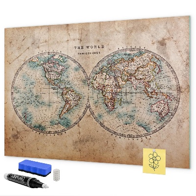 Tableau effaçable magnétique Carte du monde avec espace pour les photos