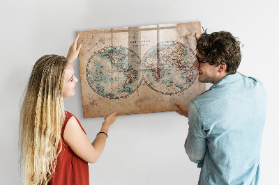 Tableau effaçable magnétique Carte du monde avec espace pour les photos