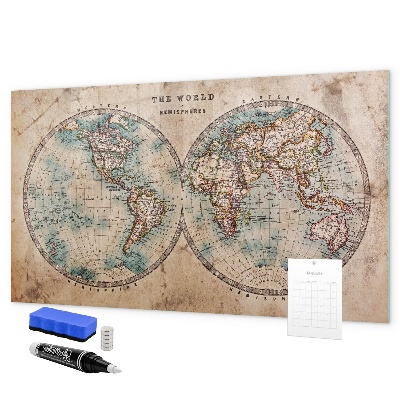 Tableau effaçable magnétique Carte du monde avec espace pour les photos