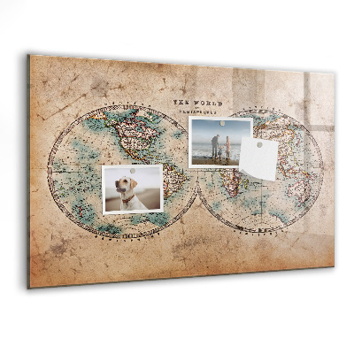 Tableau effaçable magnétique Carte du monde avec espace pour les photos