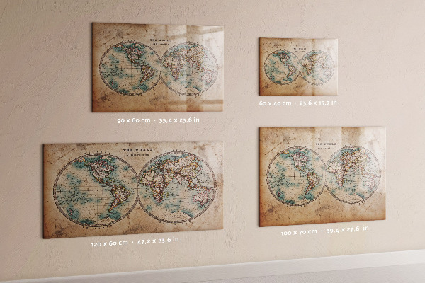 Tableau effaçable magnétique Carte du monde avec espace pour les photos