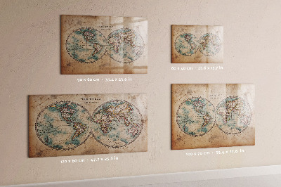 Tableau effaçable magnétique Carte du monde avec espace pour les photos