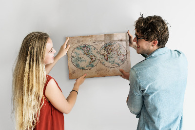 Tableau effaçable magnétique Carte du monde avec espace pour les photos