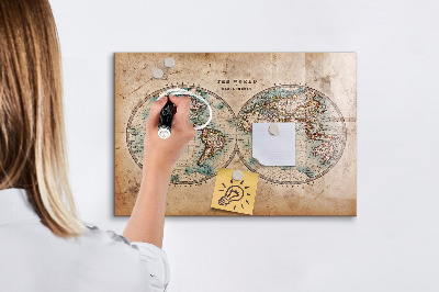 Tableau effaçable magnétique Carte du monde avec espace pour les photos