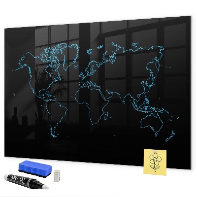 Tableau magnétique effaçable Carte du monde avec emplacements de photos