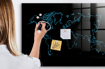 Tableau magnétique effaçable Carte du monde avec emplacements de photos