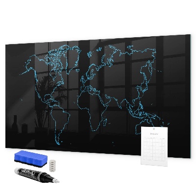 Tableau magnétique effaçable Carte du monde avec emplacements de photos