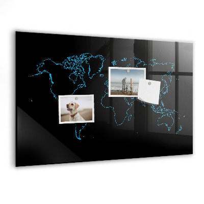 Tableau magnétique effaçable Carte du monde avec emplacements de photos