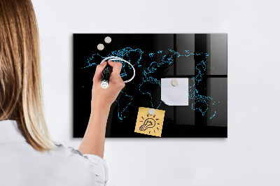 Tableau magnétique effaçable Carte du monde avec emplacements de photos