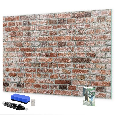 Tableau magnétique effaçable Panneau photo sur un mur de briques