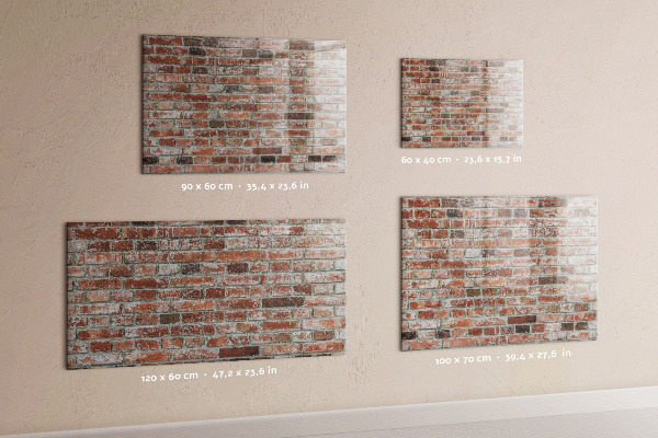 Tableau magnétique effaçable Panneau photo sur un mur de briques