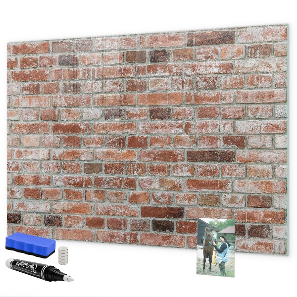 Tableau magnétique effaçable Panneau photo sur un mur de briques
