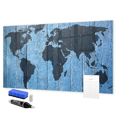 Tableau magnétique effaçable Carte du monde avec emplacements de photos