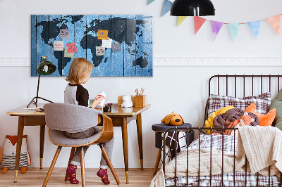 Tableau magnétique effaçable Carte du monde avec emplacements de photos