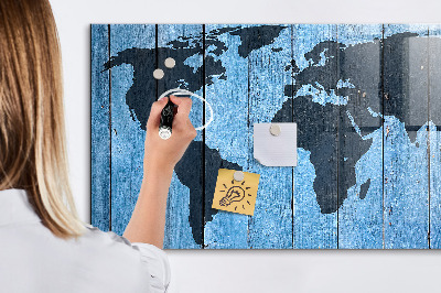 Tableau magnétique effaçable Carte du monde avec emplacements de photos