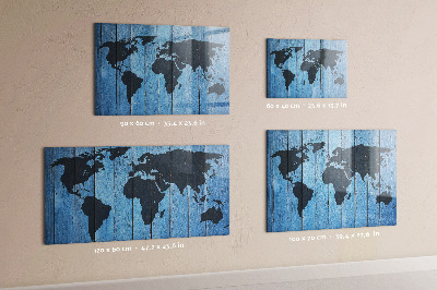 Tableau magnétique effaçable Carte du monde avec emplacements de photos