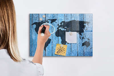 Tableau magnétique effaçable Carte du monde avec emplacements de photos