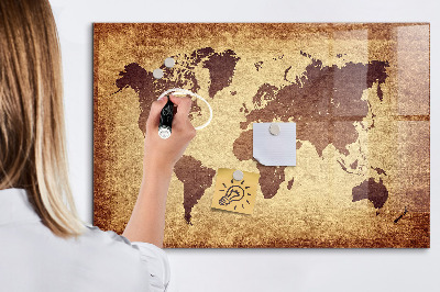 Tableau effaçable magnétique Carte du monde avec emplacements de photos