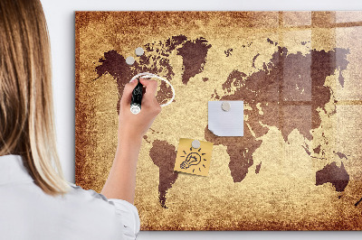 Tableau effaçable magnétique Carte du monde avec emplacements de photos