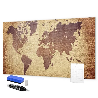 Tableau effaçable magnétique Carte du monde avec emplacements de photos
