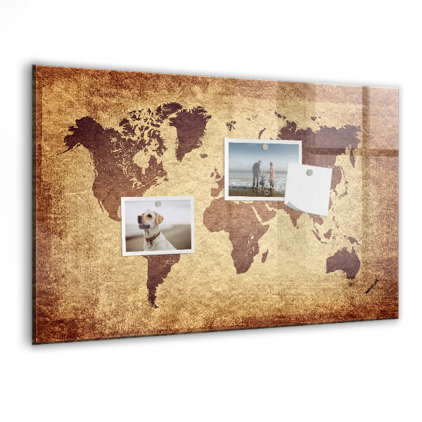 Tableau effaçable magnétique Carte du monde avec emplacements de photos