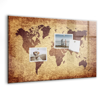 Tableau effaçable magnétique Carte du monde avec emplacements de photos